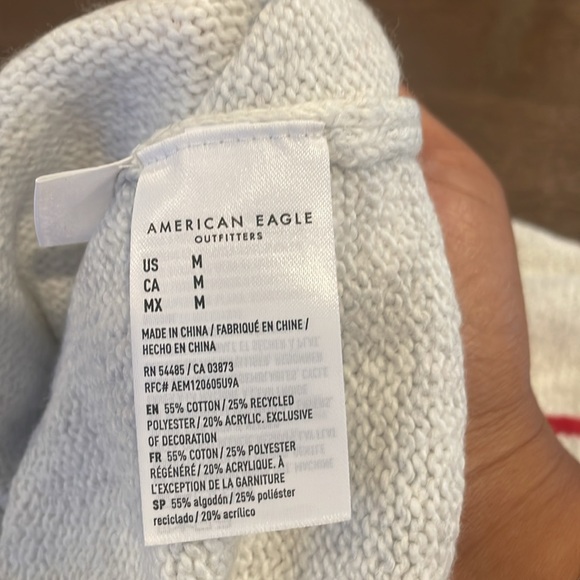 American Eagle Logo Smiley Face Graphic Mock Neck Sweater - Picture 5 of 5